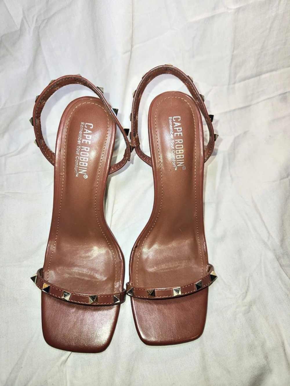 Cape Robbin Studded Square Toe Heels Brown US 9